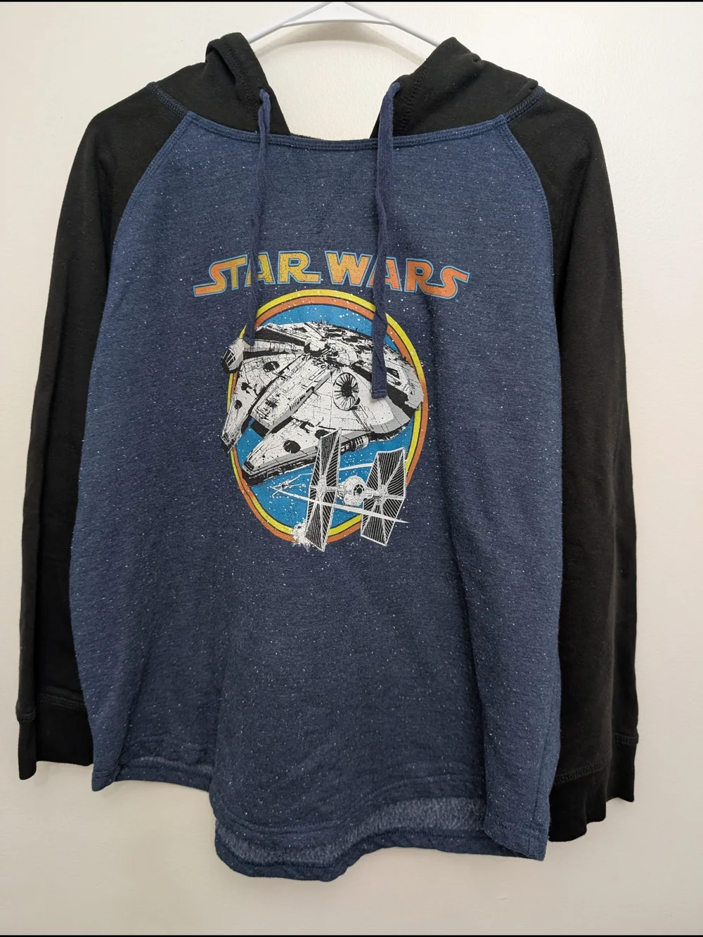 Star Wars Navy Blue and Black Pullover Hoodie with Graphic
